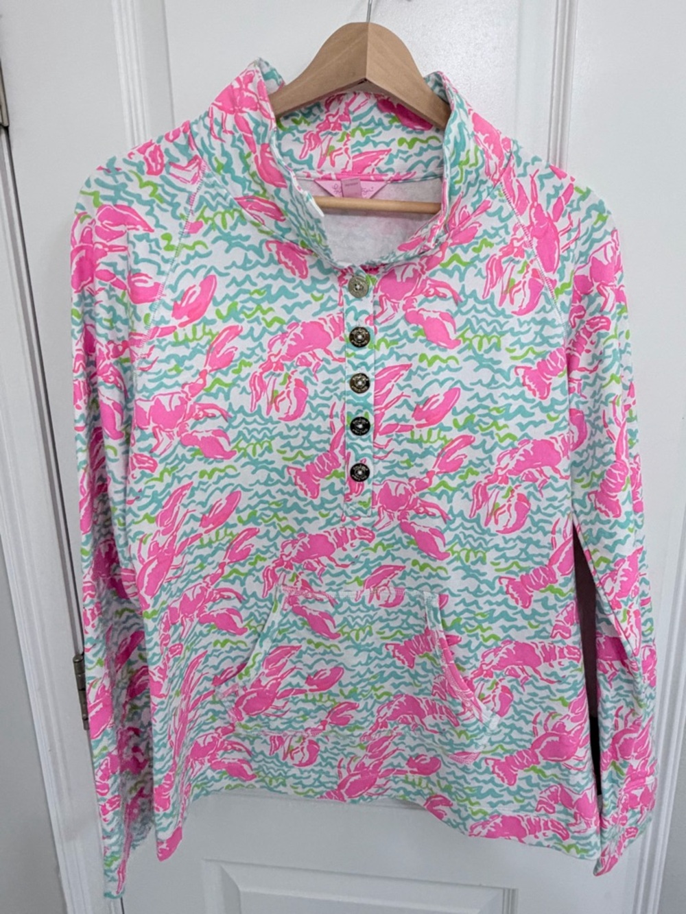 Lilly Pulitzer Pink, Aqua & Lime Floral Pullover